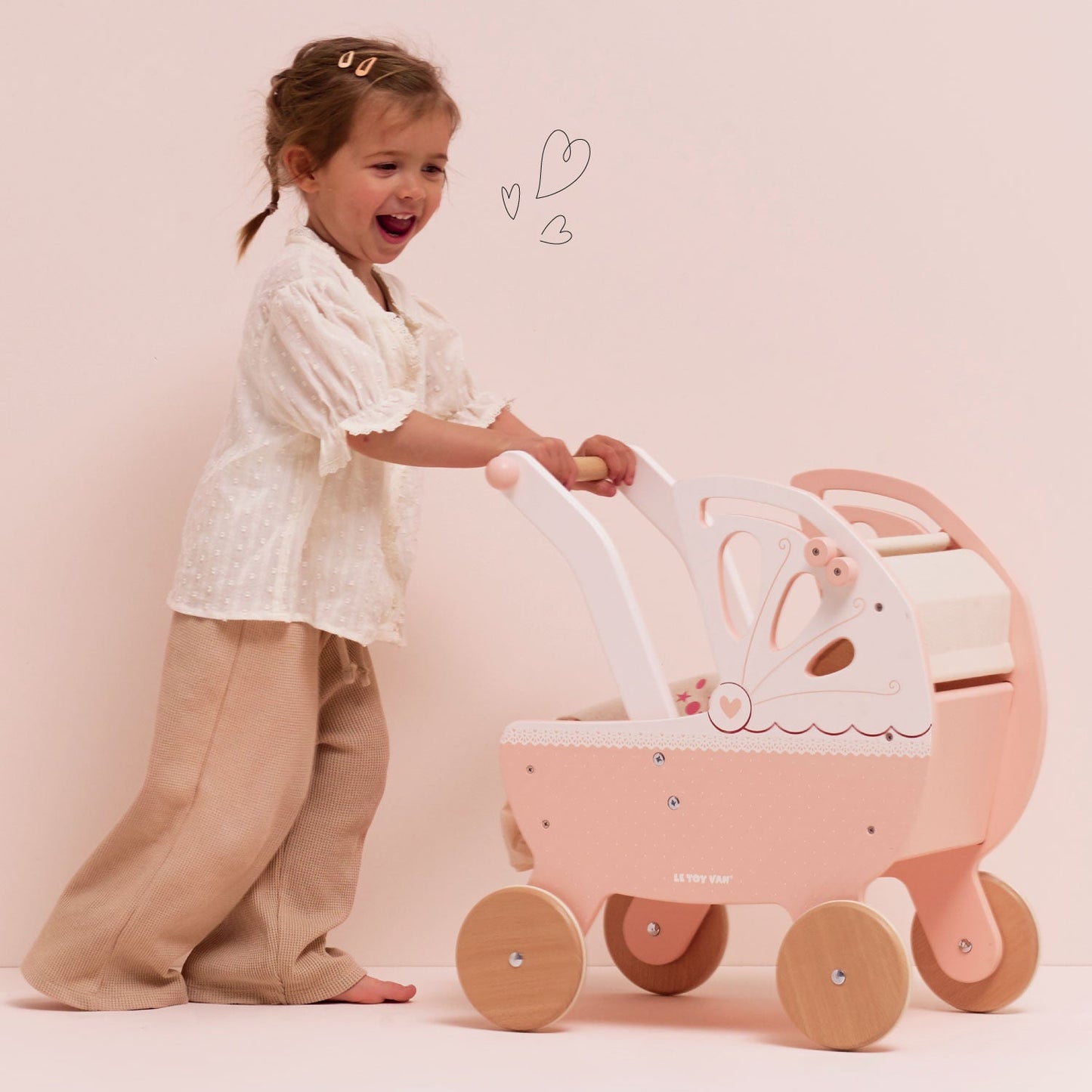 Retro Wooden Doll Pram