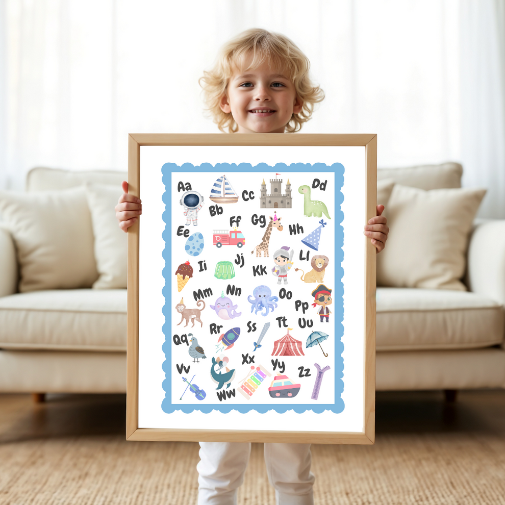 ABC Adventures Poster – Cute Alphabet Wall Art for Kids -Boys Room ...