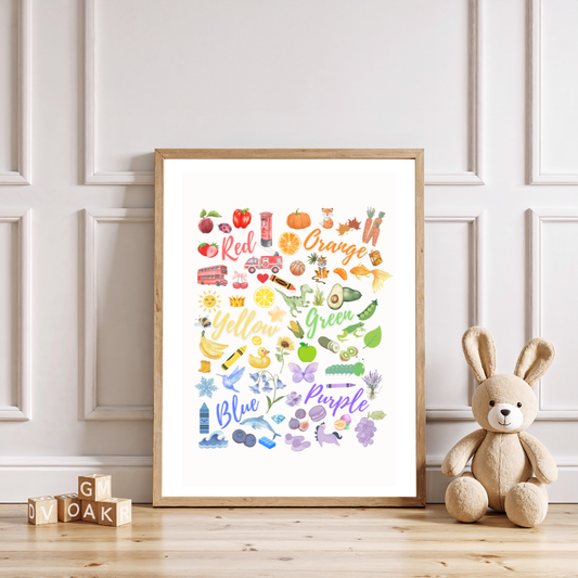 Little Learners’ Palette – Educational Colors Poster for Kids | Fun Cute Rainbow Wall Art for Learning Colors
