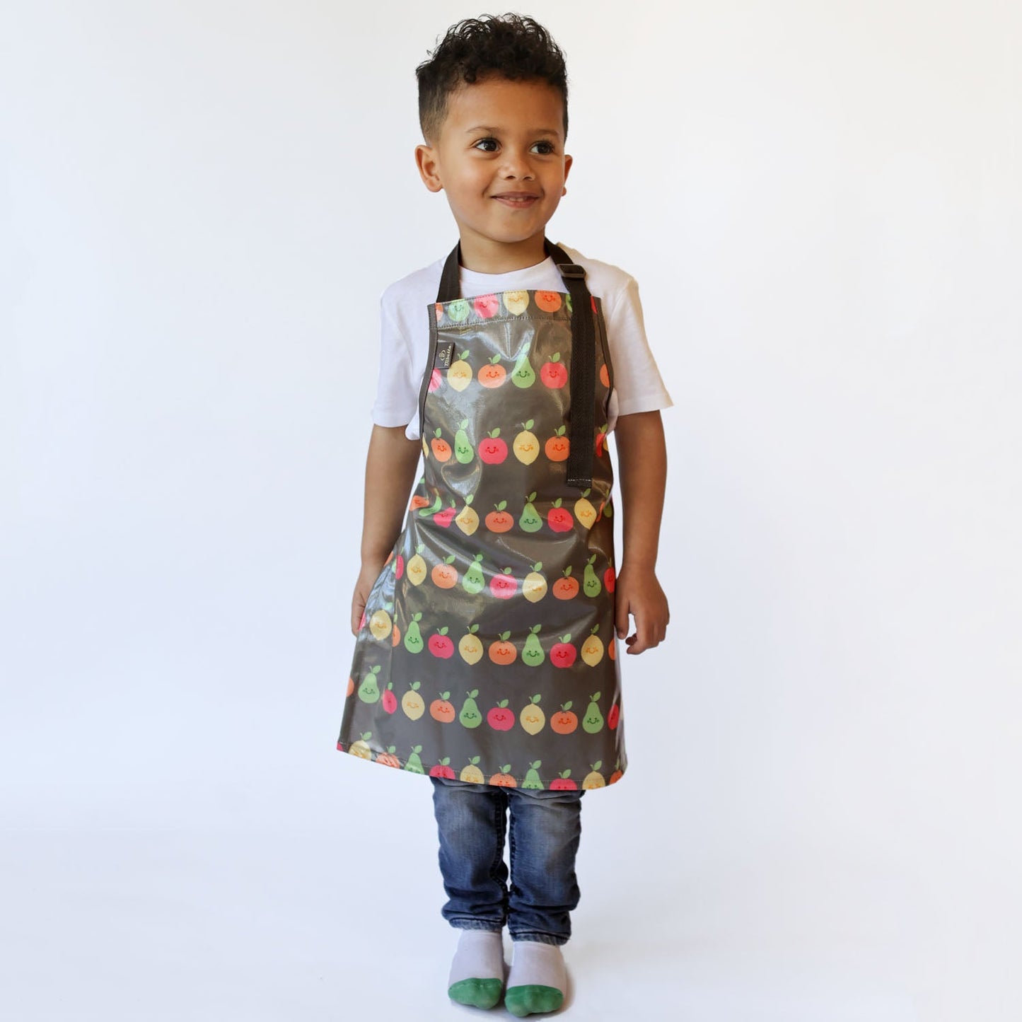Bibetta Wipeezee Apron - Child's size - Grey Happy Fruit