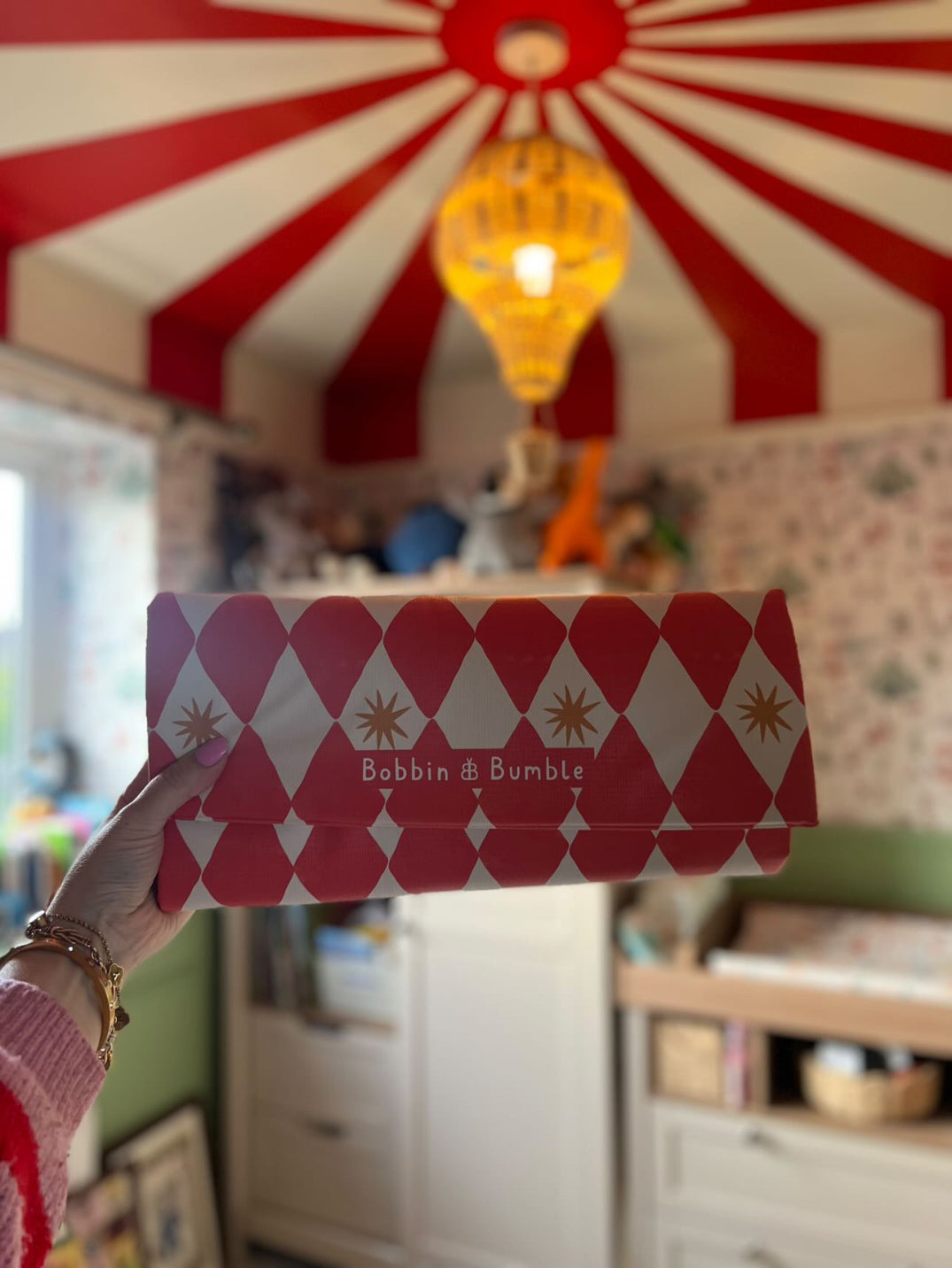 Travel Changing Mat - Red Harlequin