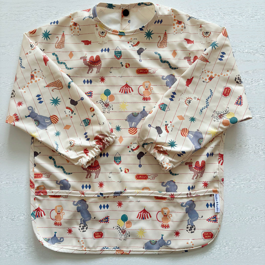 Long Sleeved Baby Bib - Vintage Circus