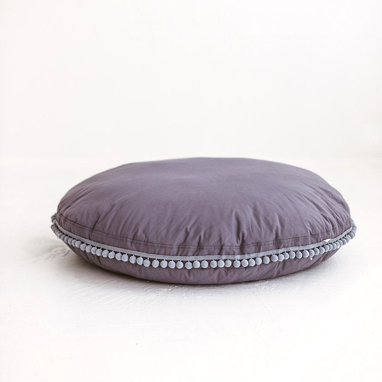 MINICAMP Large Floor Cushion with Pom Poms in Grey
