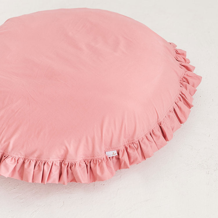 MINICAMP Large Floor Cushion with Ruffled Edges in Pink