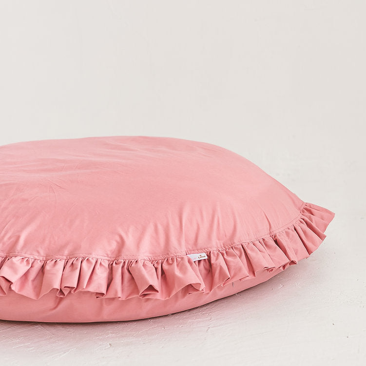MINICAMP Large Floor Cushion with Ruffled Edges in Pink